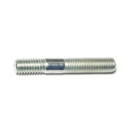 Double-End Threaded Stud,3/8-16Thread To3/8-24Thread,2 3/8 In,Steel,Zinc Plated,8 PK
